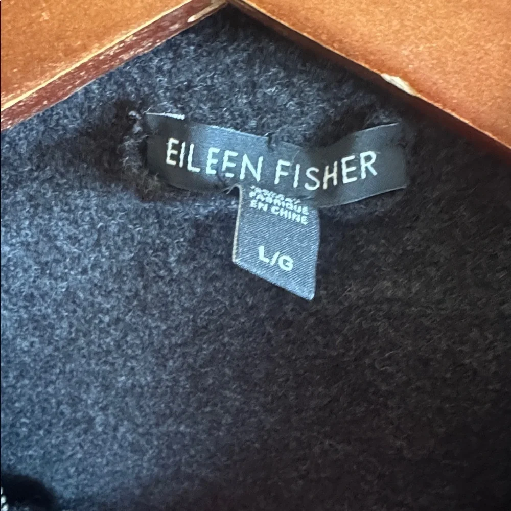 Eileen Fisher Charcoal Zipper Cardigan kids size large